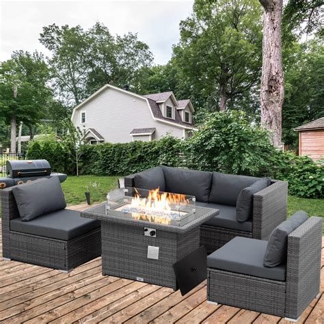 Amazon.com: NICESOUL Large Size 5Pcs Patio Sectional Furniture Set with ...