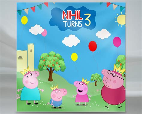 Peppa Pig Theme Boy Customized Square Backdrop | Party supplies – Party ...