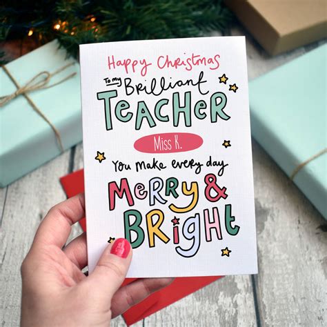 Personalised Christmas Card For Teacher By Oops a doodle