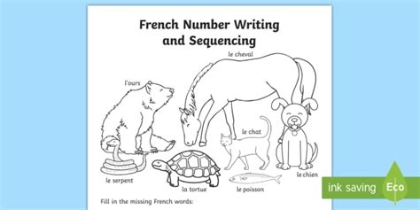 French Number Sequences Worksheet (teacher made)