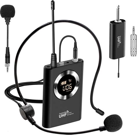 Wireless Microphone Headset, Head Mic Speaker System, UHF Professional Handheld Microphones for ...