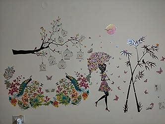Decals Design 'Floral Umbrella Girl and Butterflies' Wall Sticker (PVC ...