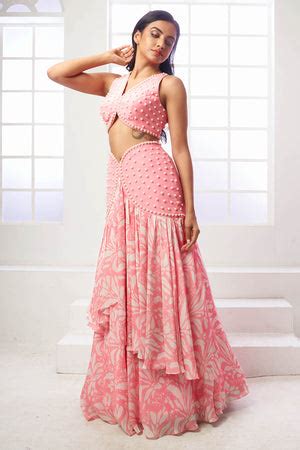 Buy Ricka Gauba Pink Indo Western Lehenga Set For Women Available ...