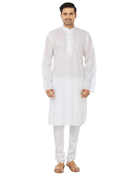 Buy Lal Behari Tandon White Pure Cotton Solid Mid Kurta at Amazon.in
