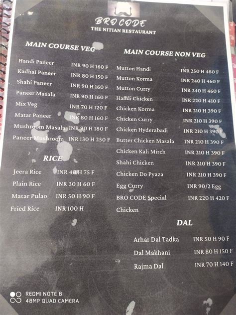 Menu at Bro Code, Allahabad