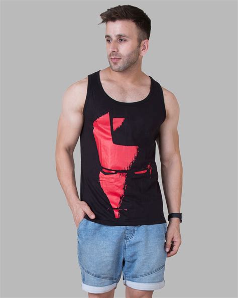 Black Halfmask Printed Gym Vest – Veirdo