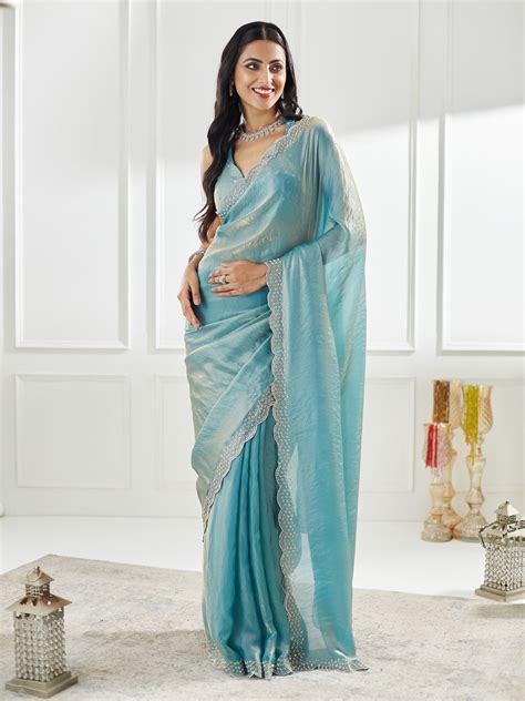 Kasee Womens Silk Stone and Beads Embellished Saree – Kasee Fashion
