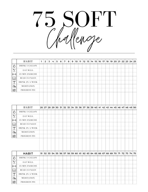 Printable 75 Soft Challenge Tracker | Plan Your Year Easily!