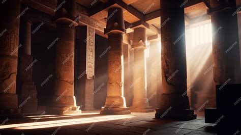 Premium AI Image | an Egyptian ancient temple with old pillars