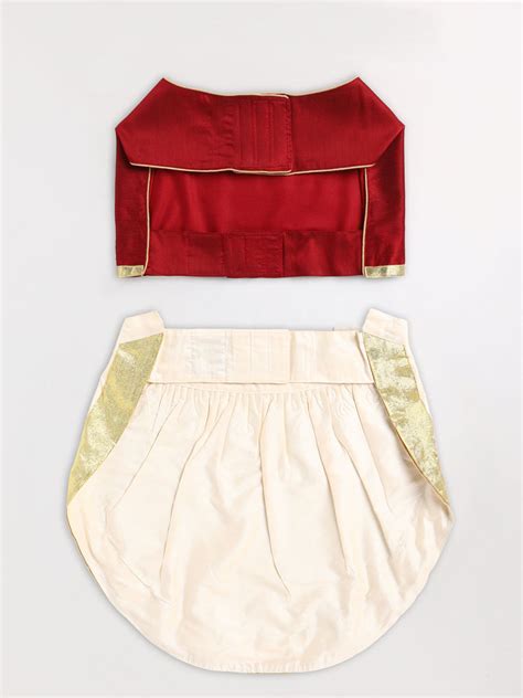 Vastramay Cats South Indian Style Maroon And Cream Lehenga Choli ...