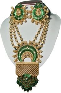 KRISHNA JEWELLERY & GEMS Alloy Gold-plated Green Jewellery Set Price in ...