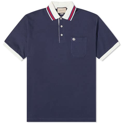Gucci Tipped Logo Polo Shirt Navy | END. (US)
