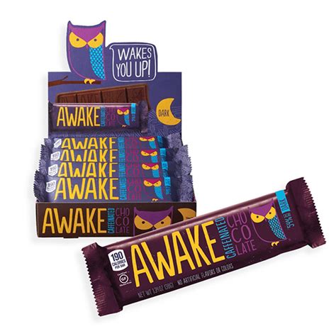 AWAKE CAFFEINATED DARK CHOCOLATE BAR 1.55 OZ 12 PER BOX - Midwest ...