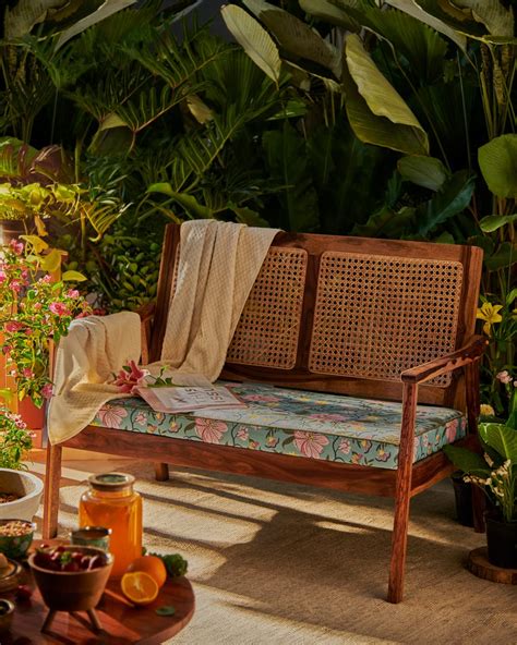 Chumbak French Rattan Loveseat - Spring Bloom (2 Seater Sofa, Sheesham ...