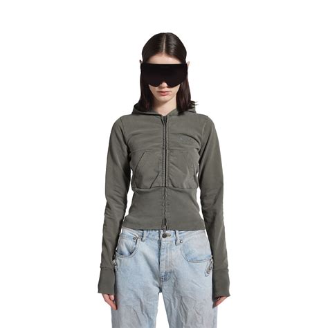 Women's Loop Sports Icon High Rib Zip-up Hoodie in Grey | Balenciaga US