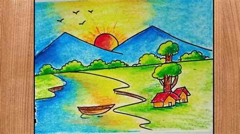 How to draw easy scenery drawing with beautiful landscape \ Very Easy Sc... | Easy scenery ...