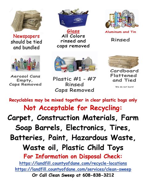 Recycling and Disposal Information - Town of Dane, Dane County, Wisconsin