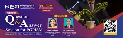 Q & A session for PGPISM - National Institute of Securities Markets (NISM)