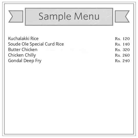 Menu at Hotel Soude Ole, Bengaluru