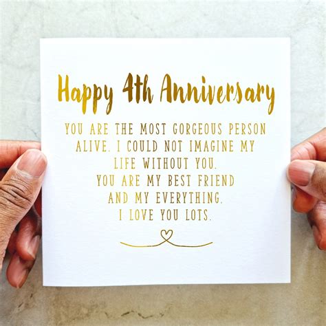 4th Anniversary Card - 4 Years Wedding Anniversary Card - 4th ...