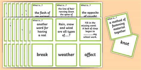 Years 3 and 4 Homophones and Near Homophones Question Matching Cards