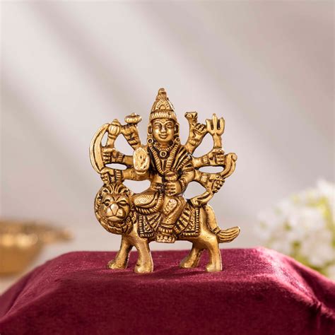 Brass Maa Durga Idol – Devotional Goddess Statue [ 3 inch] - Darbar Craft