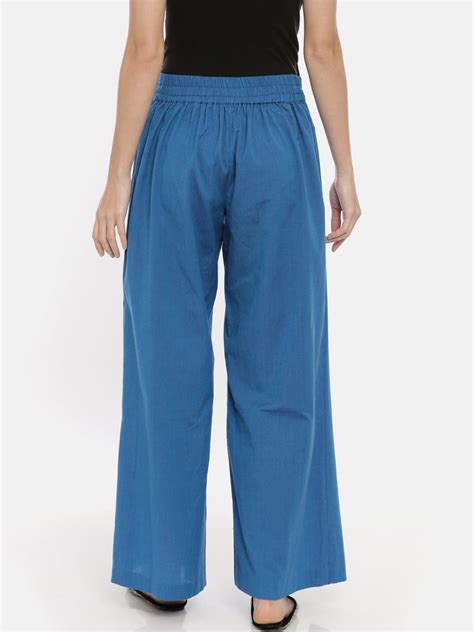 Blue Cotton Side Flap Palazzo Pant - ASPL003 – Asmi Shop