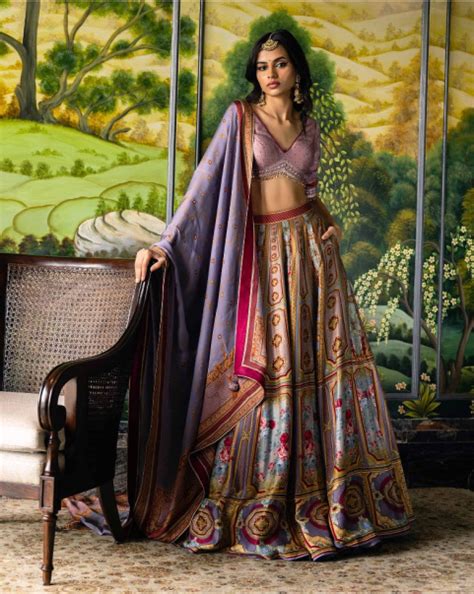 Shop for multicoloured printed lehenga set online