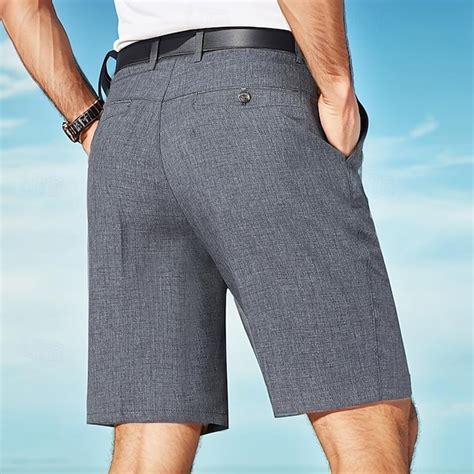 Men's Dress Shorts Casual Shorts High Rise Solid Colored Breathable ...