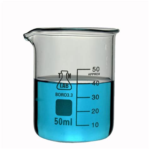 TN Lab Supply Beaker 50ml Borosilicate 3.3 Heavy Wall Glass