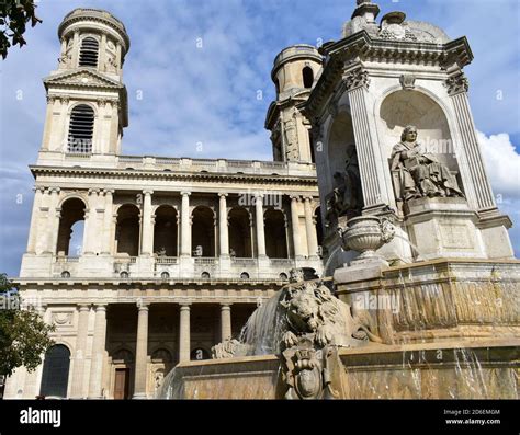 Eglise Saint-Sulpice de Paris neoclassical facade and towers with ...