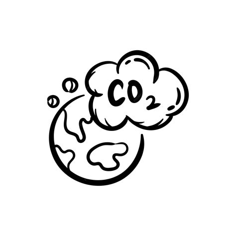 Premium Vector | Carbon dioxide CO2 earth pollution doodle icon gas ...