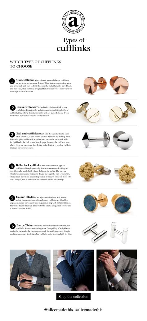 Image result for Different Types of Cufflinks