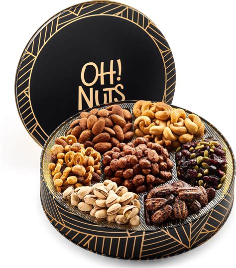Amazon.com : Nuts Gift Basket 7 Section Round Gift Tin | Premium Nuts ...