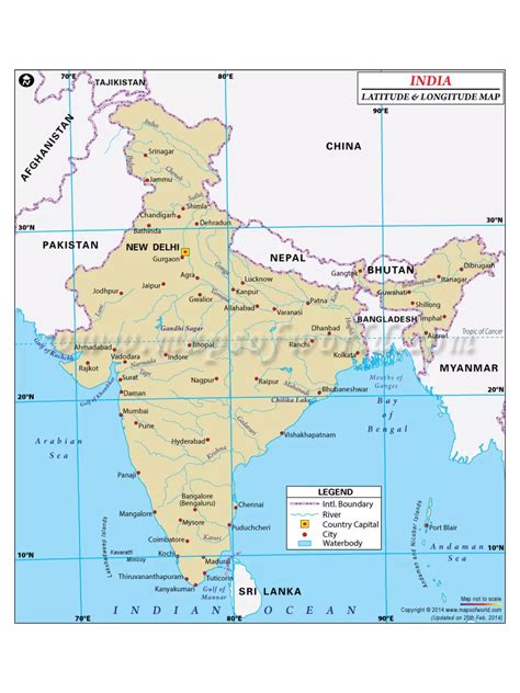 India Map with Latitude and Longitude HD - 1PDF