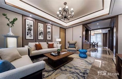 新中式三居室128平米房子装修效果图-小屯路108号院-业之峰装饰北京分公司