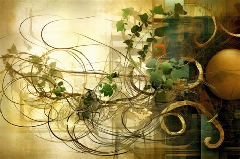 Fusion of Nature and Technology on an Abstract Background, with Intertwining Vines and Circuitry ...
