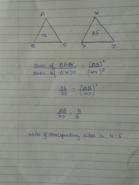 Two isosceles triangles have equal vertical angles and their areas are ...