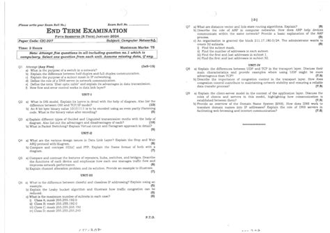 Computer Networks Final Exam - Fifth Semester (B.TECH) - Studocu