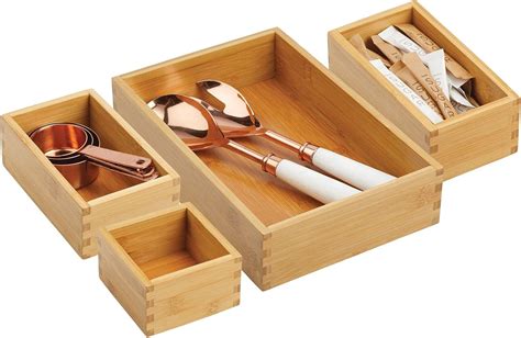 mDesign Bamboo Kitchen Cabinet Drawer Organizer India | Ubuy