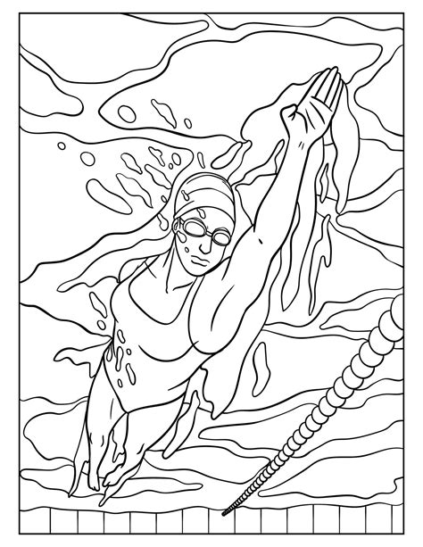 Swimming Coloring Page for Kids 11415734 Vector Art at Vecteezy