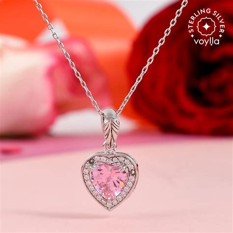 Sterling Silver Heart Pink and Silver CZ Pendant – VOYLLA