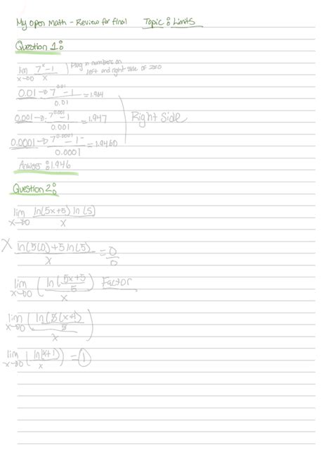 Limits practice - FINAL REVIEW - My open Math Review for final Topic ...