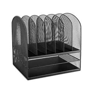 Safco Products 3255BL Onyx Mesh Desktop Organizer with 6 Vertical/ 2 ...