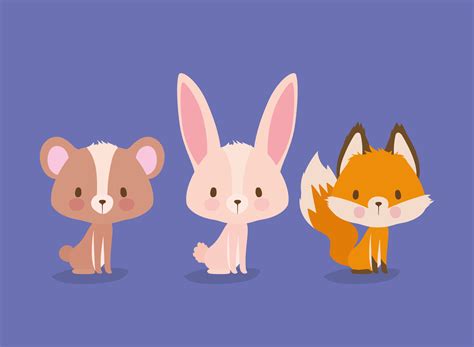 Download wallpaper Rabbit, Fox, Bear, Fox, Art, Three, Bear, Rabbit ...