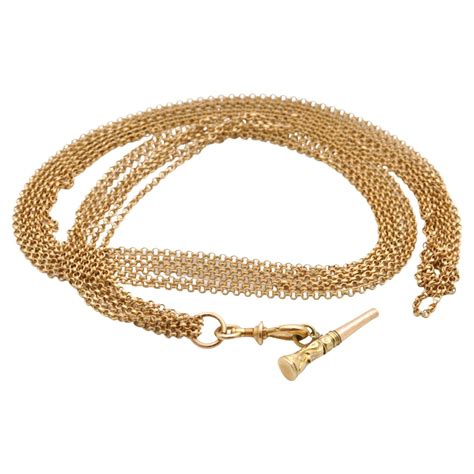 Antique Victorian 14K Gold Pocket Watch Key Belcher Rolo Chain For Sale ...