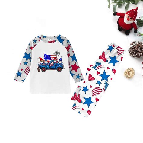 bbyeadc Fourth of July Matching Outfits Pjs Sets for Children Loose ...