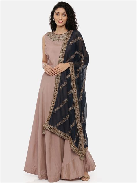 Neerus Pink Ethnic Embroidered Anarkali Kurta Set - Kurta + Churidar ...