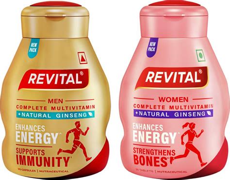 Revital H Multivitamin For Men+Women With Natural Ginseng, 10 Vit & 9 ...