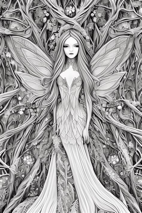 Adult Forest Fairies Coloring Pages · Creative Fabrica